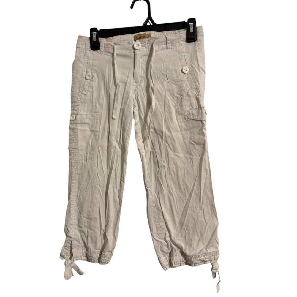 NANA Fashion Spandex White Capri Cargo Y2K Pants Drawstrings